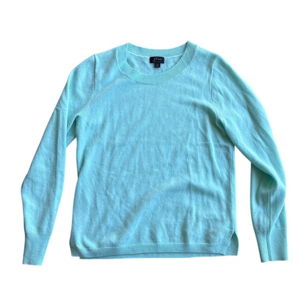 J.Crew 100% Cashmere Crewneck Sweater Mint Green Pastel Spring Easter